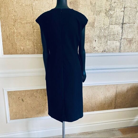 LAFAYETTE 148 black viscose  classic midi dress 10 - Picture 5 of 8